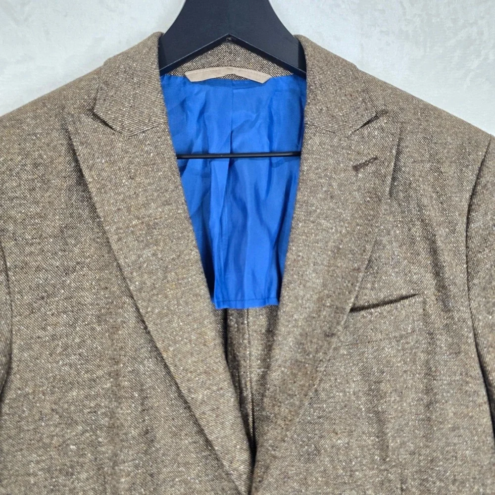 J.Lindeberg Patrick Soft Donegal Wool Blazer Brown Tweed Slim Fit E 44L Angelico